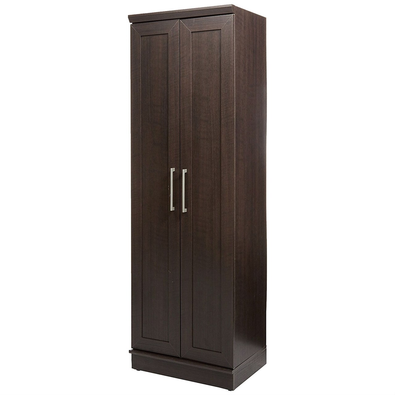 Dark Brown Oak Bedroom Wardrobe Cabinet with Keyboard Tray Charging Station and Storage Organizer
